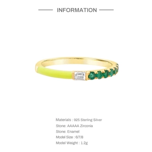 Detailed view of S925 silver ring with green enamel and AAAAA zirconia inlay