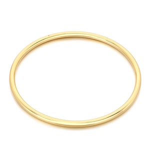 Minimalist 18k gold plated 3mm stainless steel round bangle with a high polish finish