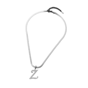 Hip hop silver letter Z pendant necklace with flat snake chain for men and women