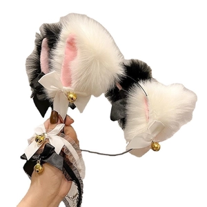 Serre-tête oreilles de chat en peluche avec cloches et nœuds pour cosplay et Lolita