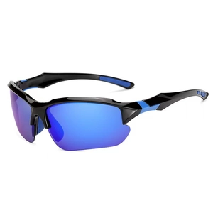 Polarized blue sports sunglasses with black-blue frames for cycling and outdoor sports