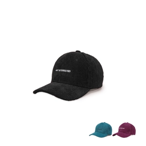 Corduroy Baseball Cap Embroidered Not Interested Slogan Retro Streetwear Adjustable Curved Brim Sun Hat For Women Men