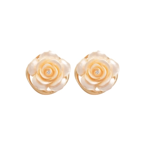 Boucles d'oreilles élégantes style français avec perles roses et détails en diamant