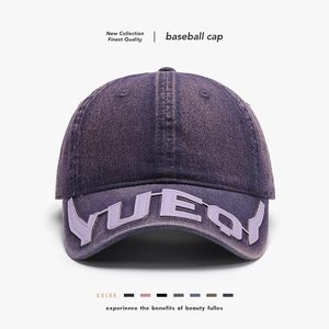 Baseball Cap Washed Cotton Denim Letter Embroidery Curved Brim Adjustable Vintage Streetwear Unisex Sun Hat