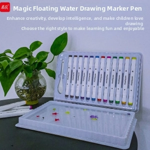 Detail of 12-color floating water painting pens set with spoon and water basin