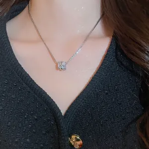 Exquisite Cylinder Pendant Necklace Gold Plated Copper Zircon Clavicle Chain Multi Layer Geometric Fashion Jewelry For Women