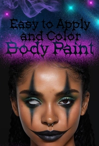 Close-up of black and green face body paint effects for Halloween makeup kit