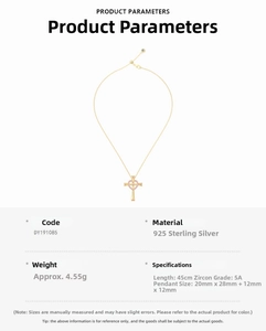 Macro detail of S925 sterling silver cross necklace with pink heart gem and 5A zircon