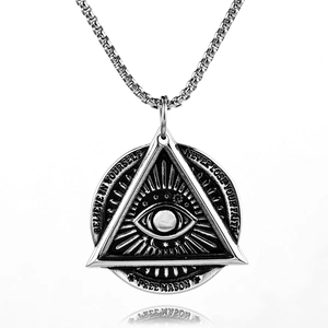 Stainless steel Eye of Providence pendant with Believe in Yourself engraving