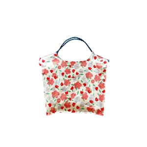 Floral print tote bag with woven handles and large capacity summer shopping style