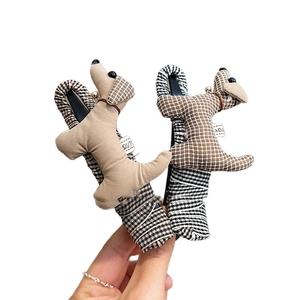 Lot de barrettes à cheveux en tissu motif chien marron uni et à carreaux pour femmes