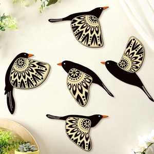 Hummingbird Wall Art Wooden Hanging Flying Bird Decor Rustic Mandala Pattern Boho Style For Living Room Bedroom
