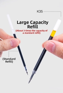 Detailed comparison showing high-capacity K35 black ink refills versus standard size