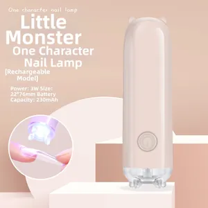 Mini beast nail lamp with ears for curing manicures, 3W portable rechargeable model