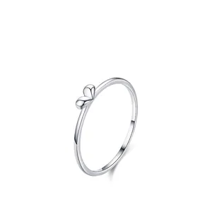 Minimalist S925 sterling silver ring featuring a 3D heart-shaped design on white background