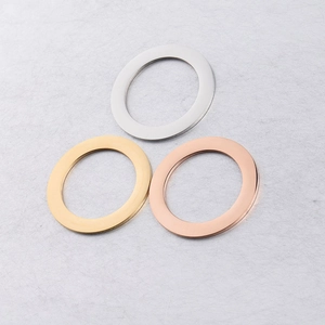 Polished 35mm stainless steel ring pendants in silver, gold, and rose gold finishes