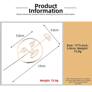 Detailed view of hollow face outline hair pin with 13cm length and 15.8g weight specs