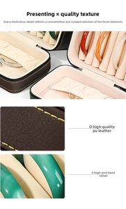 Macro detail of high-quality PU leather and beige velvet lining in a large jewelry case