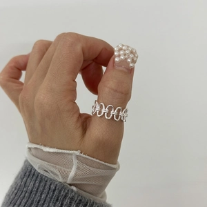 Minimalist 925 Sterling Silver Chain Ring Hollow Geometric Link Adjustable Open Design Retro Aesthetic Jewelry For Women