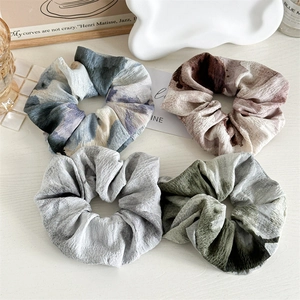 Grands Chouchous En Tissu Motif Marbré Teinture Tie Dye Élastiques À Cheveux Faits Main Doux Pour Femmes Filles