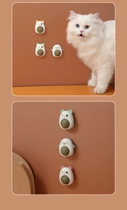 Wall-mounted rotating catnip balls with cute animal bases for cats to lick and play