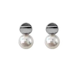 Elegant French style curved pearl stud earrings crafted from premium S925 sterling silver