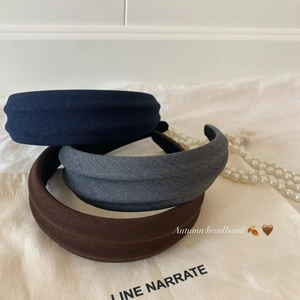 Thick fabric headband set for autumn in navy, grey, and brown with anti-slip design