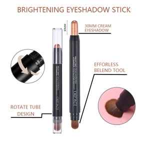 Dual-ended waterproof brightening eyeshadow stick with cream shadow and blending brush tool