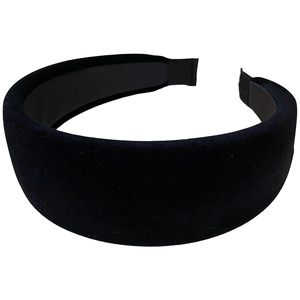 Classic wide padded black velvet headband for women with high crown fashion design