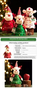 Detail of fabric Christmas gift bags with Santa, reindeer, and snowman cartoon characters