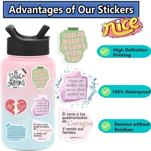 Waterproof religious graffiti stickers set for water bottles with high-definition printing