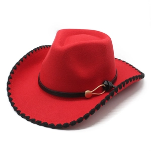 Western Cowboy Hat Woolen Felt Wide Brim Jazz Fedora Vintage Style For Men Women With Leather Band And Metal Buckle