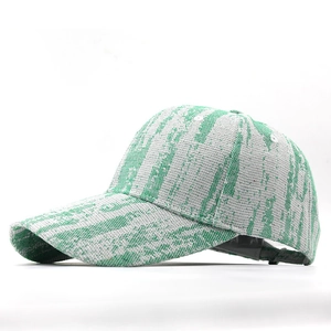 Casquette de baseball tie-dye verte et grise avec visière et attache réglable