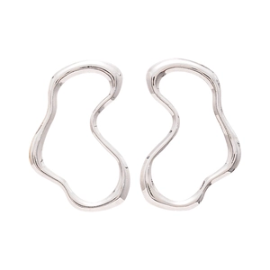Modern irregular abstract silver metal stud earrings in a minimalist geometric style