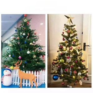Christmas tree decoration set with colorful ornaments and LED lights for festive ambiance
