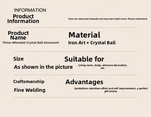 Detailed material specifications for iron tricycle ornament with crystal ball