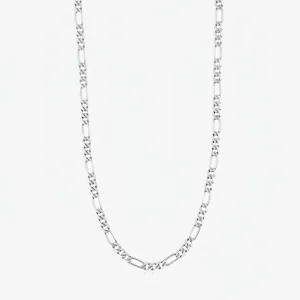 925 Sterling Silver Figaro Chain Necklace Minimalist Polished Link Unisex Hip Hop Jewelry Accessory
