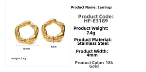 Detail of irregular geometric lava earrings in 18k gold plated stainless steel