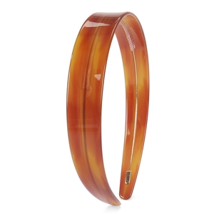 Detailed close-up of 2.2cm wide amber tortoiseshell acetate headband with inner metal spring