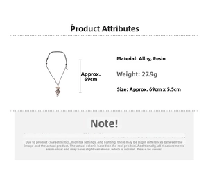 Detailed size and weight specs for the resin grape pendant necklace with wax cord