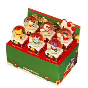 Sanrio Christmas crystal ball set with Hello Kitty and Melody in festive gift box