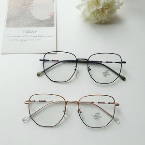 Retro polygonal metal eyewear frames with anti-blue light lenses and UV400 protection