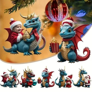 Christmas Dragon Hanging Ornament Acrylic Tree Decoration Cartoon Cute Colorful Festive Party Holiday Novelty
