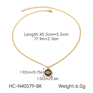 Detailed view of evil eye necklace dimensions with chain length and pendant size specs
