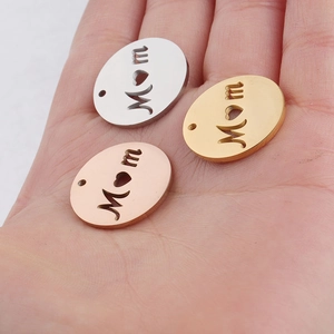 20mm stainless steel round Mom pendant charms in gold, silver and rose gold finishes