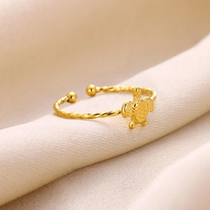 Bague ouverte tortue dorée avec anneau torsadé et finition en plaqué or 18 carats