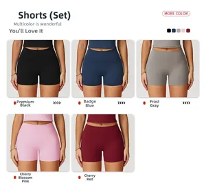 Ensembles de fitness taille haute en cinq couleurs noir bleu gris rose et rouge