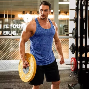 Men Tank Top Polyester Quick Dry Breathable Racerback Fitness Gym Running Training Slim Fit Solid Color