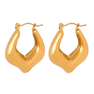 Minimalist V-shaped gold plated titanium steel hoop earrings with high polish finish