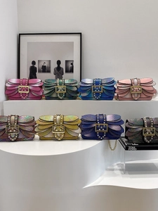 Chic snakeskin texture crossbody bags with pearl chain and gold buckle in various colors